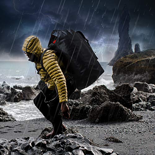 MIER Extra Large Waterproof Backpack Gear for Men Women, Roll Top Dry Bags Rucksack Water Sports Accessories Pack for Kayaking Hiking Fishing Camping Boating Rafting Travel Outdoor, 150L, Black/Red