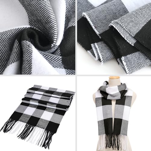 Vimate Classic Black and White Plaid Scarf for Men and Women - Fall Winter3