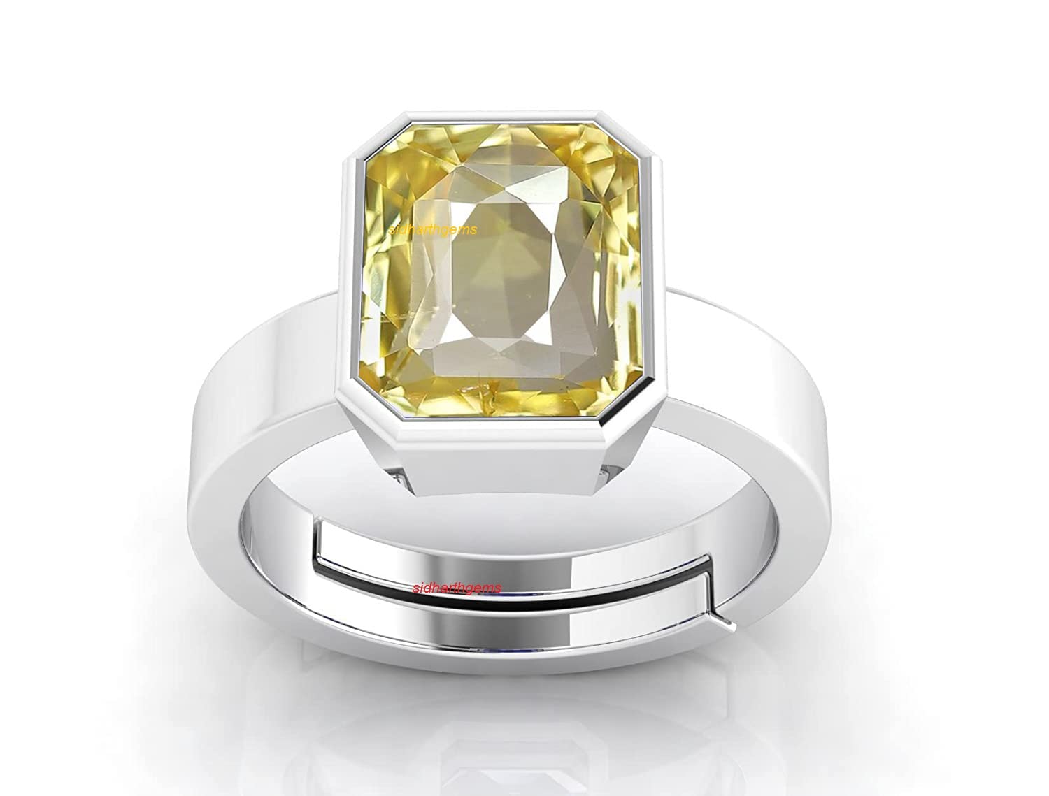 SIDHARTH GEMS 15.25 Ratti 14.25 Carat Yellow Sapphire Stone Silver Adjustable Ring Original and Certified Natural Pukhraj Unheated and Untreated Gemstone Free Size Anguthi for Men and Women (B09V358CGQ) Amazon Price History, Amazon Price Tracker