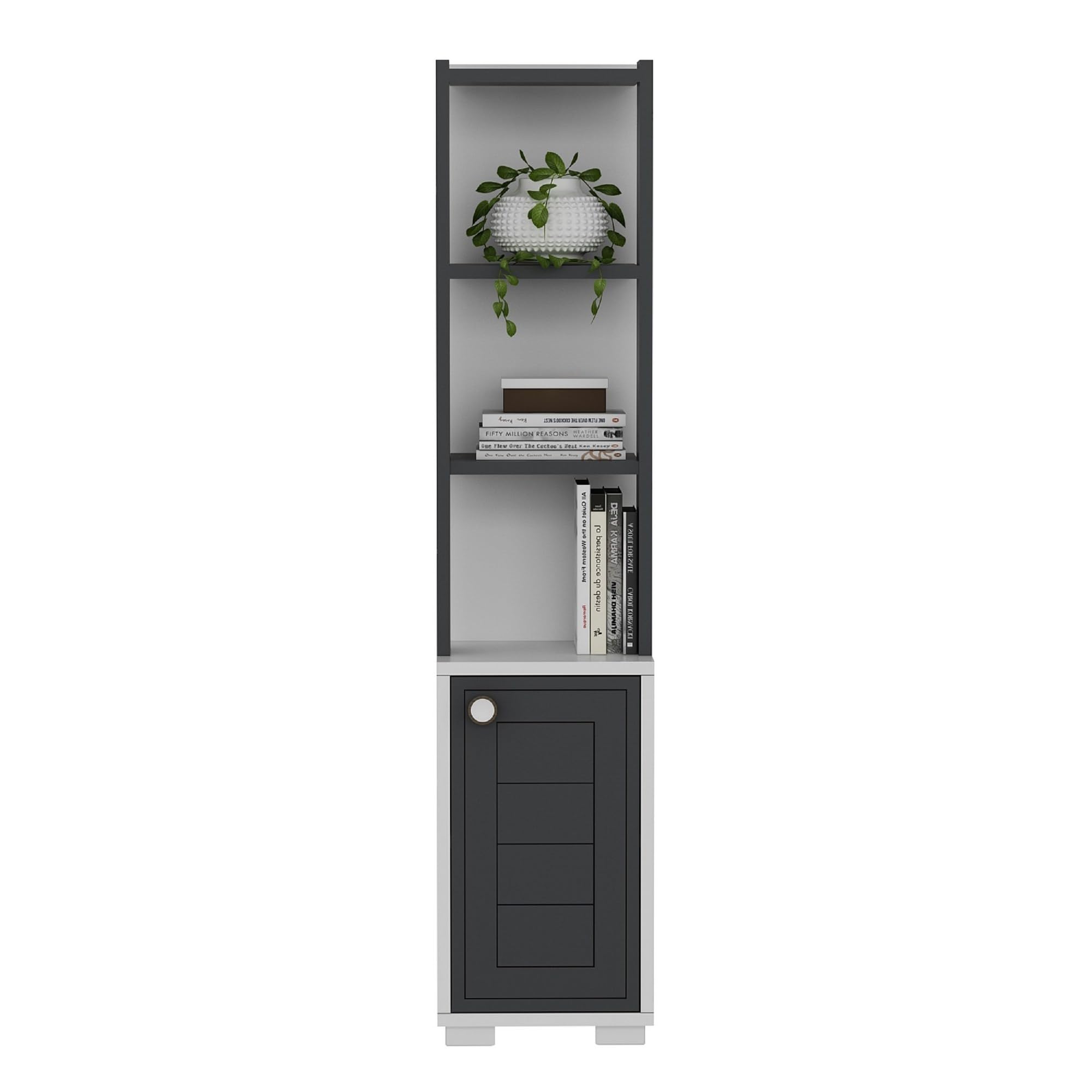 Hanah Home Bookshelf, Bianco Antracite, Taglia Unica