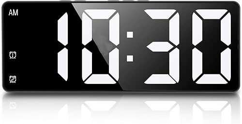 Reloj digital para durmientes pesados, despertador LED para dormitorios, reloj de escritorio electrónico con pantalla de temperatura, control de