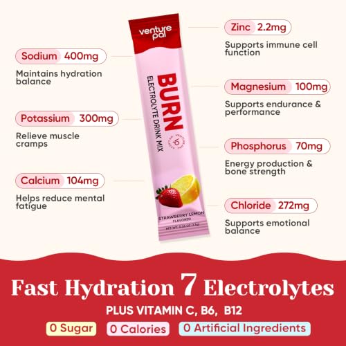 Image of Venture Pal Sugar Free Hydration Packets + Burn Support Electrolytes Powder