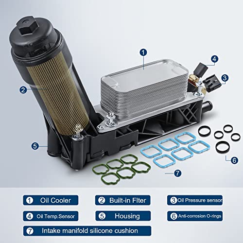 Mostplus Engine Oil Cooler Filter Housing Adapter Assembly 5184294Ae Compatible With 2011 2012 2013 Dodge Jeep Chrysler Ram 3.6L V6 Engine #TOP1