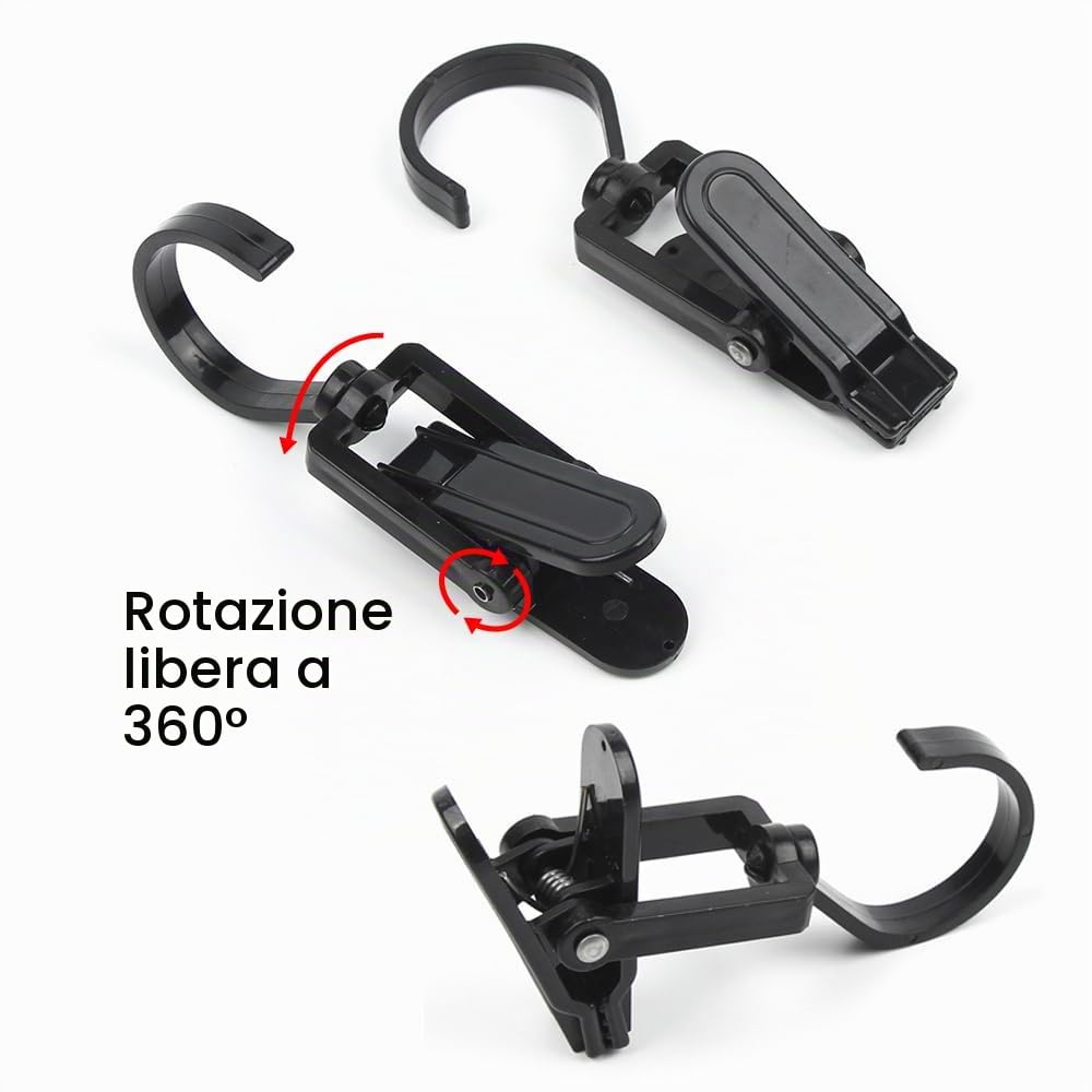 10 Pezzi Gancio Girevole a 360 Gradi Portatile Clip,Mollette in Plastica Grandi con Gancio,ganci in plastica,Per Vestiti, Asciugamano, Cappello