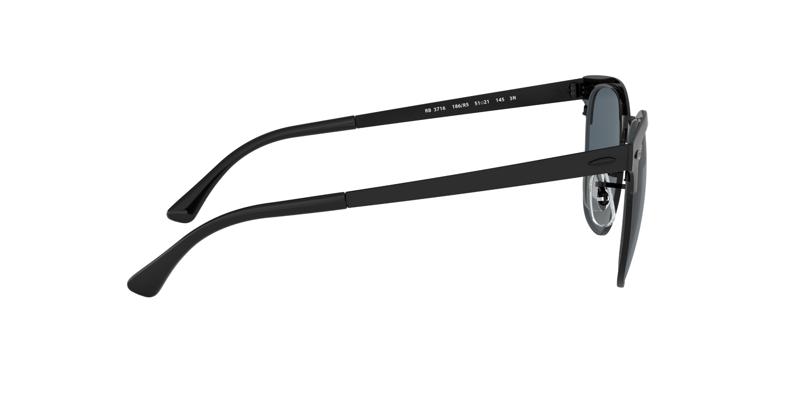 Ray-Ban Metal Clubmaster Sunglasses in Matte Black Blue RB3716 186/R5 51