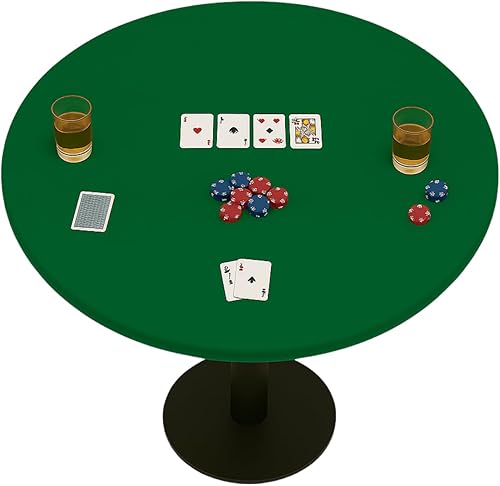 Funda de fieltro para mesa de juego de cartas, póquer, mahjong, dominó, puente y juego de mesa, mantel elástico ajustable para mesas redondas de 36