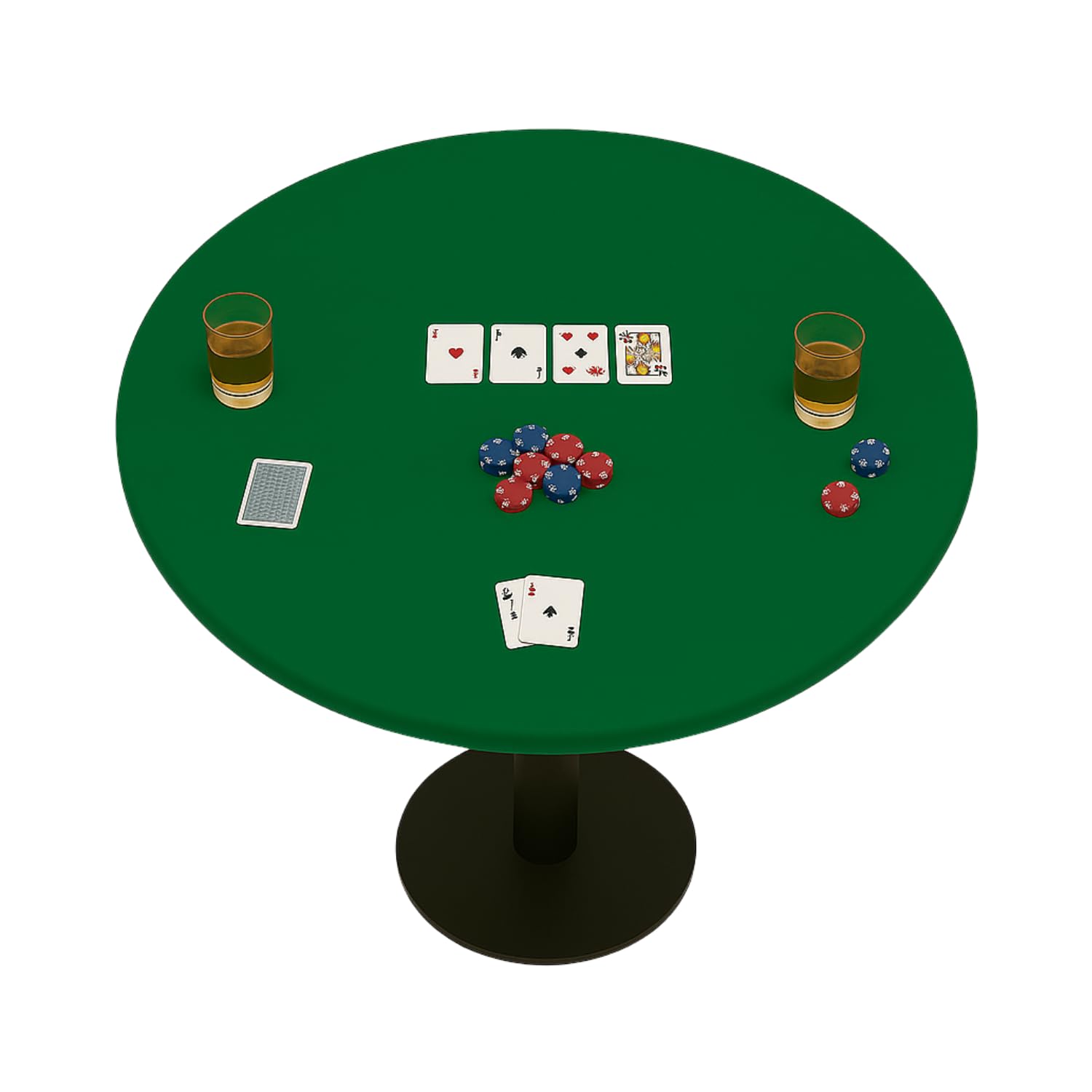 Feltectors Felt Card Game Table Cover for Poker, Mahjong, Domino, Bridge and Board Game, Elastic Fitted Tablecloth for 36 to 48 Inch Round Tables - Green