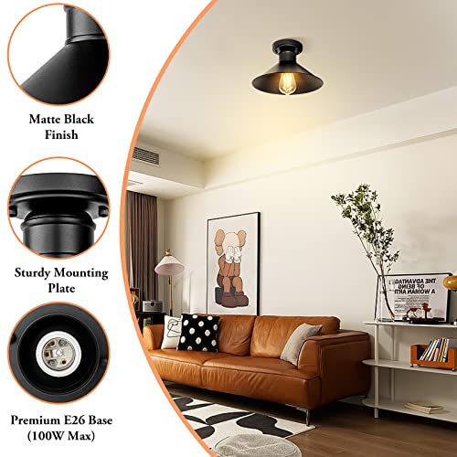 Brightever X10004P 2-Pack Industrial Semi Flush Mount Ceiling Lights, Matte Black Farmhouse Light Fixtures thumb #2