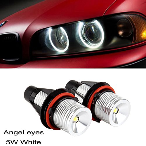 Ricoy 2X 5W For E39 E53 E60 E61 E64 E65 E66 E87 X3 X5 Led Angel Eye Halo Ring Marker Side Light White Led Bulb(Pack Of 2) (E39) #TOP1