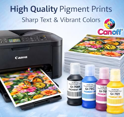 Image of CANOFF GI 76 Pigment Refill Ink Compatible Ink Bottle Replacement for Cano:n MAXIFY GX7050 GX6050 GX5050 GX4050 GX3050 Printers Pigment Ink for Sharp Prints