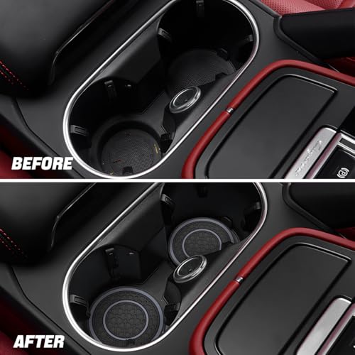 Image of Osilly Car Coasters for Cup Holder, 2.75 Inch No-Slip Anti Dust Insert Coaster, Universal Auto Waterproof Coasters Silicon Insulation Cup Mats for Woman Man, Suit for Vehicle (Black /Gray, 4PCS)