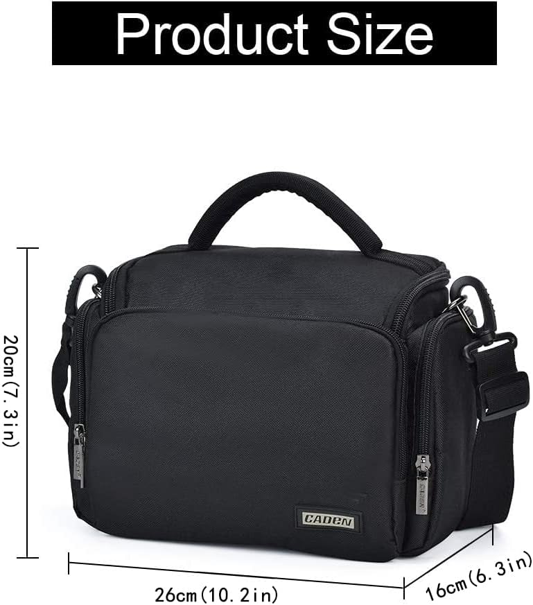 CADeN Camera Shoulder Crossbody Bag Case Compatible for Nikon, Canon, Sony SLR/DSLR Mirrorless Cameras and Lenses Waterproof(1.0 M, Black) - Image 7