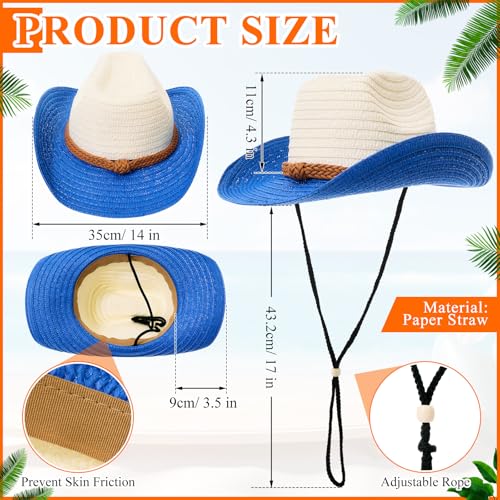 Image of JaGely 12 Pcs Straw Cowboy Hats for Women Men, Wide Brim Summer Hat Bulk Sun Protection for Western Themed Party