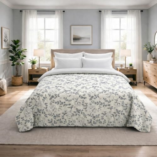 Image of Dream Living Luxury ULTRASONIC AC Comforter - Quilted Microfiber | 120 GSM | All‑Season for Bedroom, Travel (220x220 Cm) White & Grey