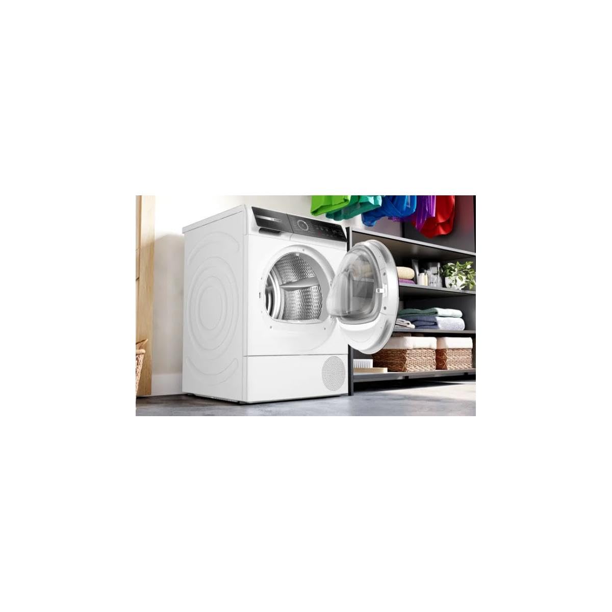 BOSCH WQB235B40 Série 8 Sèche-linge à pompe à chaleur avec capacité de 8 kg, AutoDry, SmartDry, Home Connect, design anti-vibration, système de séchage sensible, blanc, 60 cm