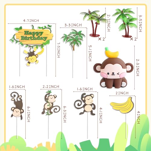 Lot de 11 décorations de gâteau en forme de singe pour anniversaire safari - 2