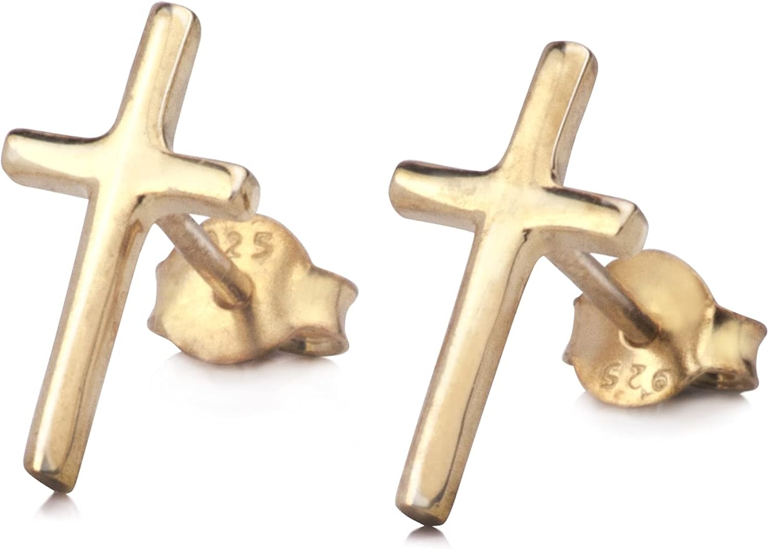 Plain Cross Stud in Gold Vermeil
