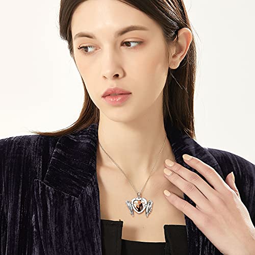 Silvercute Heart Locket Necklace That Holds Pictures Customized Platinum Plated Guardian Angel Wings Photo Lockets Pendant For Women Men #TOP6