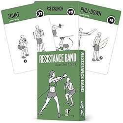 62 Exercise cards for resistance band - Extra large with 6 effective workouts to do at home; large, durable and water resistant