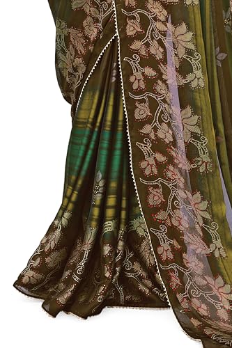 Image of MIRCHI FASHION Saree for Woman Chiffon Foil Work Floral Printed | Ethnic Sari for Function and Farewell with Unstitched Blouse Piece (Available in 15 Colors)