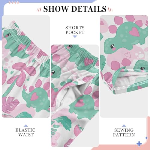 Dinosaur with Love Heart Boys Long Pants Soft Trousers Elastic Waist Kids Lounge Bottoms with Pockets S-XL4