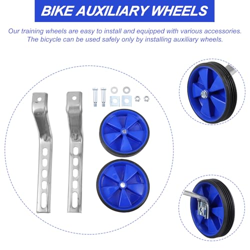 Ruedas de entrenamiento universales para bicicleta de 12-20 pulgadas, color azul, ruedas auxiliares de equilibrio para niños, estabilizadores para bicicleta, compatibles con bicicletas, accesorios resistentes de apoyo para ciclismo miniatura 6