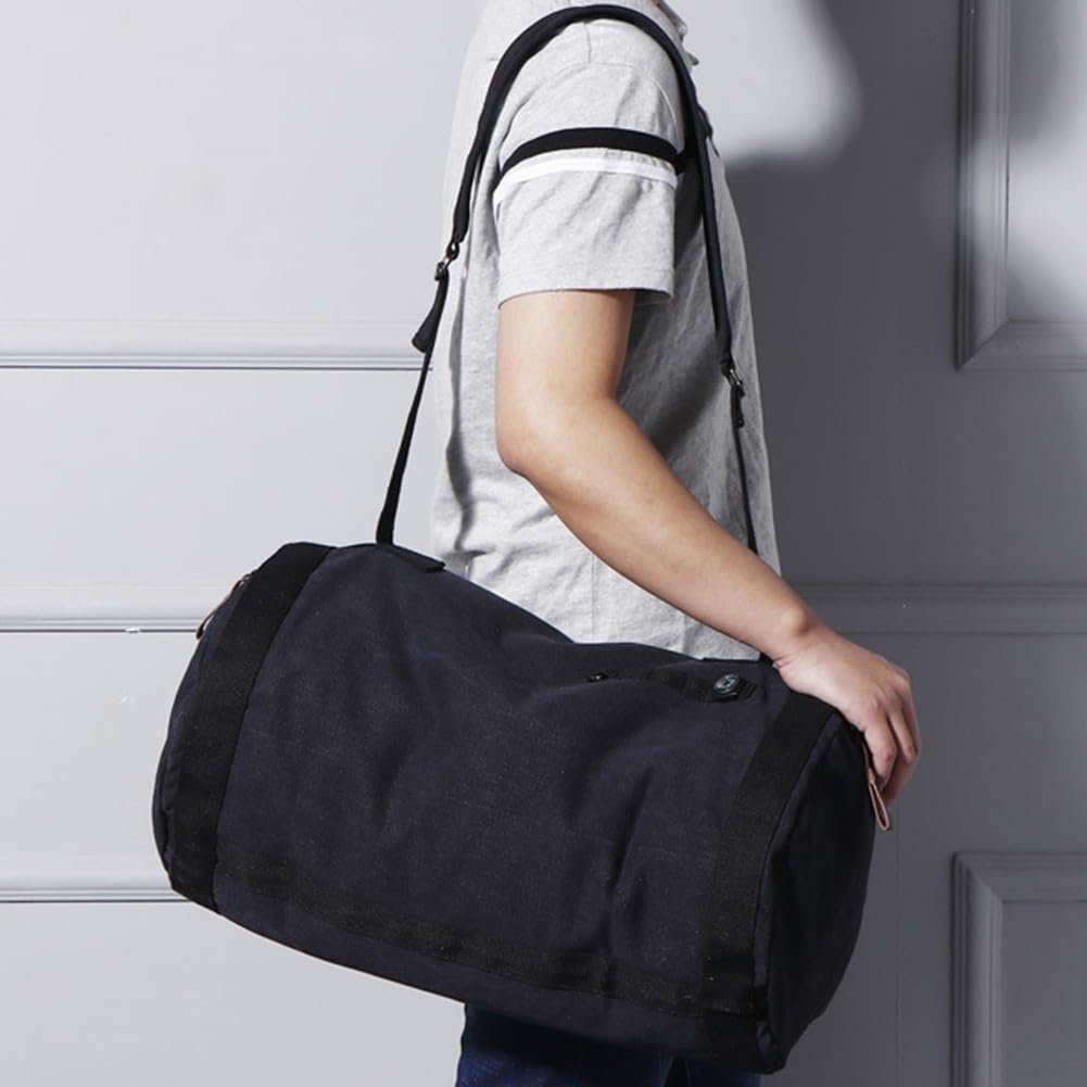 Bolsa de lona resistente de doble correa, perfecta para actividades al aire libre, Black