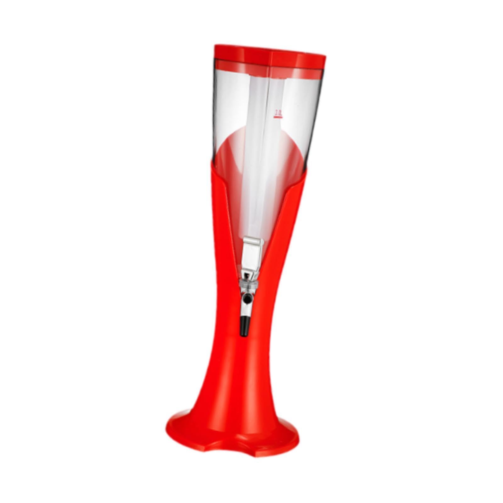 perfk Torre de cerveza, dispensador de cerveza, con grifo, estable, gran capacidad de 3 l, dispensador de jugo de bebida, dispensador de bebidas para bar, Rojo