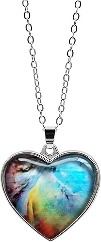 Muised Collar de doble cara con dije de corazón de planeta y galaxia sistema solar decoración para el día de San Valentín regalos de fiesta de San