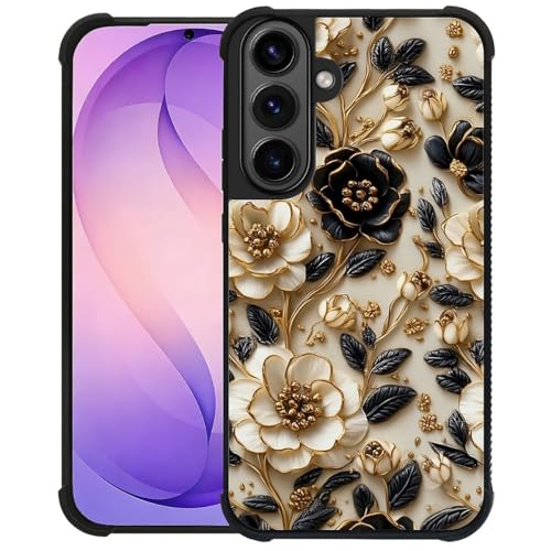 ZHEGAILIAN Case for Samsung Galaxy S26 Plus, Shockproof 4 Corner Air Cushion + Soft TPU Bumper with Anti-Slip Grip & Stylish Pattern for Men Boys & Woman Girls Black and White Flower