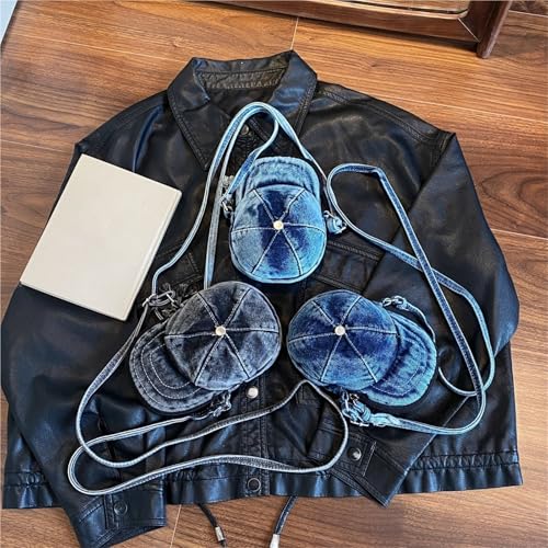Denim Cap Crossbody Coin Purses Wallet Pouch Earphone Storage Bag Key Travel Coin Bag(Light blue)2