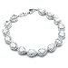 Mariell Platinum Plated Tennis Bracelet with Pear-Shaped Cubic Zirconia Halos for Brides, Wedding & Prom
