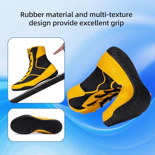 Image of Wrestling Boxing Boots Wide for Men Youth High Top Non-Slip | Comfortable Breathable Lightweight for Competition & Training
