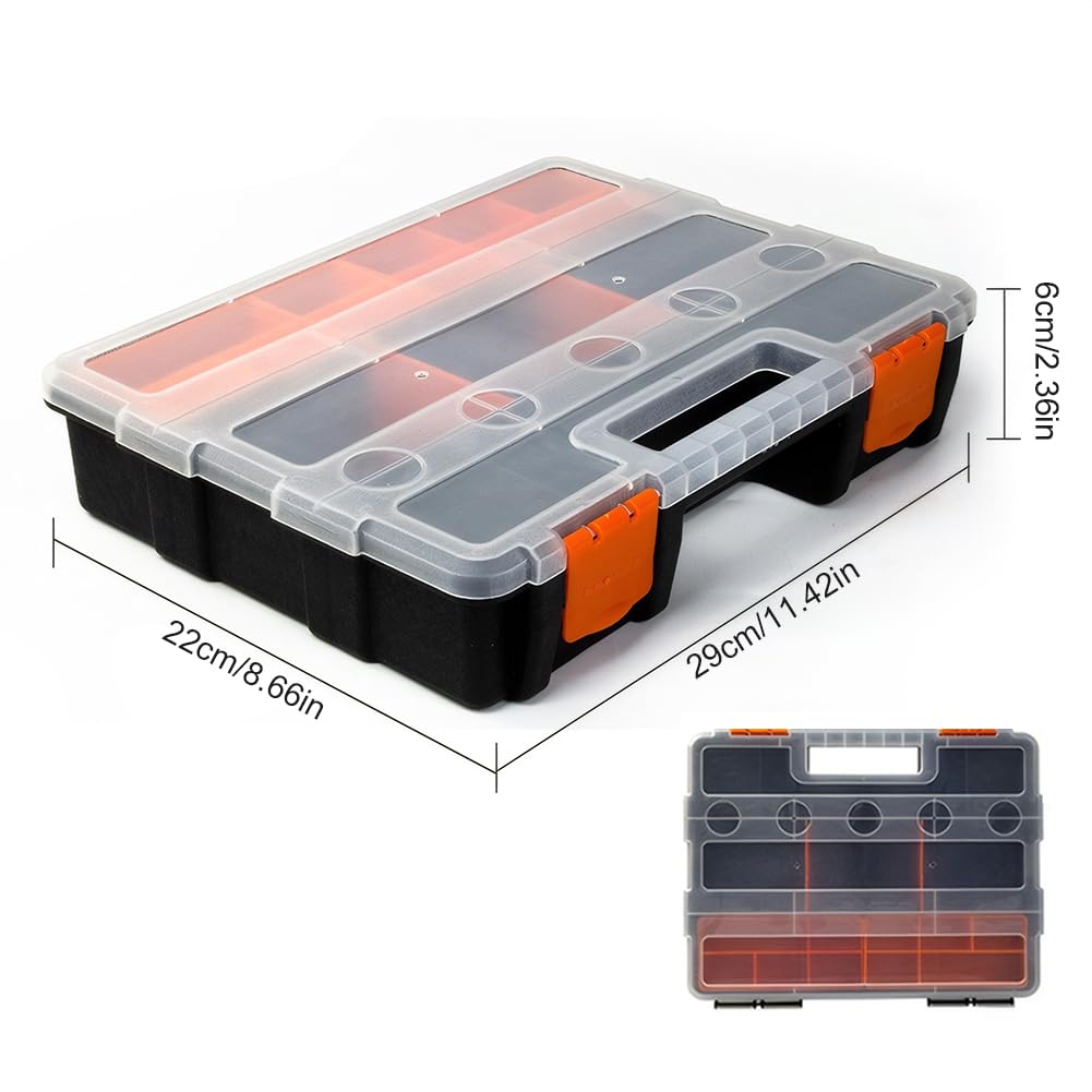 Caja organizadora de tornillos | Estuche de herramientas portátil impermeable | Caja de compartimentos para tornillos, tuercas, clavos y herramientas | Almacenamiento de aparejos de piezas pequeñas de