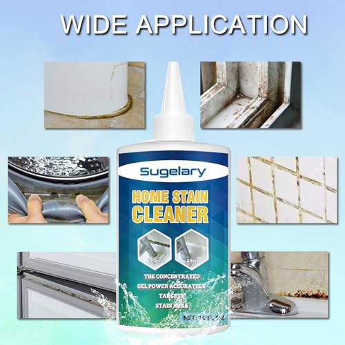 Image of Sugelary Mold Stain Cleaner Gel, 10 fl oz Multi Home Stain Cleaning Gel for Washing Machine Seals, Fridge Gaskets, Tile Grout, Sink and Bathroom Use