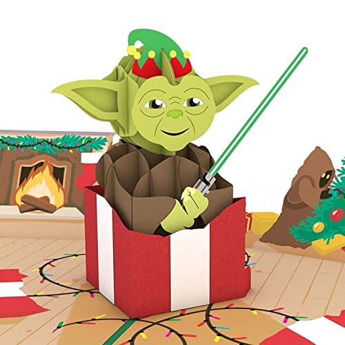 Lovepop Star Wars™ Yoda™ Present Pop Up Card, 5x7-3D Greeting Card, Pop Up Christmas Cards, Kids Christmas Card, 3D Holiday Card, Winter Cards