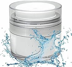 MARMIX Press Cream Round Bottle Airless Pump Cosmetic Containers Vacuum Press Cream Jars Refillable Face Lotion Box for Lip Balms Eyeshadow Moisturizer Travel Makeup Skin (30ml Jars)