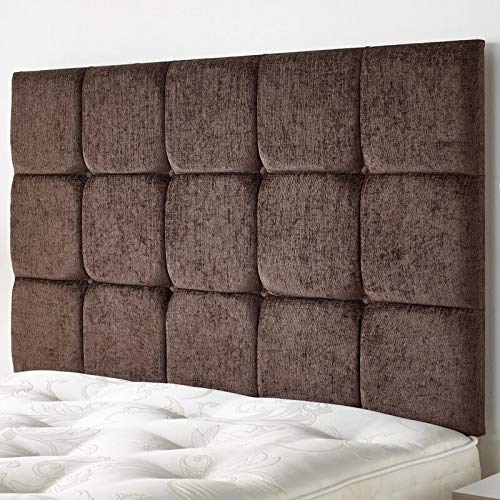 Kids Cube Headboard for Divan Bed Bedroom Decor Furniture Chenille (Brown, King Size 5 FEET, Height 36 INCHES)