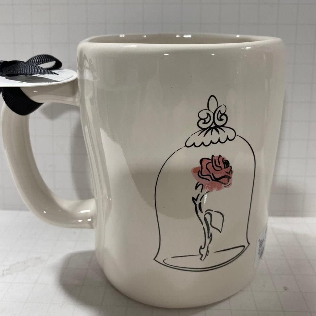 Rae Dunn TIL THE LAST PETAL FALLS Mug - Double sided - Ceramic - Dishwasher and Microwave Safe - 16 oz - Valentine's Day