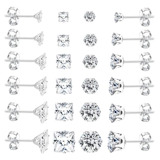 Dochais Pendientes Para Hombre - 12 Pares De Acero Quirúrgico 316L, Médicos, Hipoalergénicos, Con Circonita - Juego De Acero Inoxidable