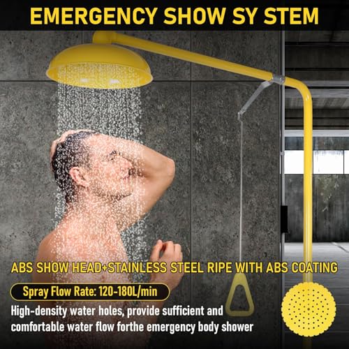 Image of lukar Emergency Shower Eye Wash Station, Combination Eye Wash Station with Shower, 92.12 inch 304 Stainless Steel Emergency Eye Wash, Industrial & Commercial Grade with Emergency Sign, NPT Thread