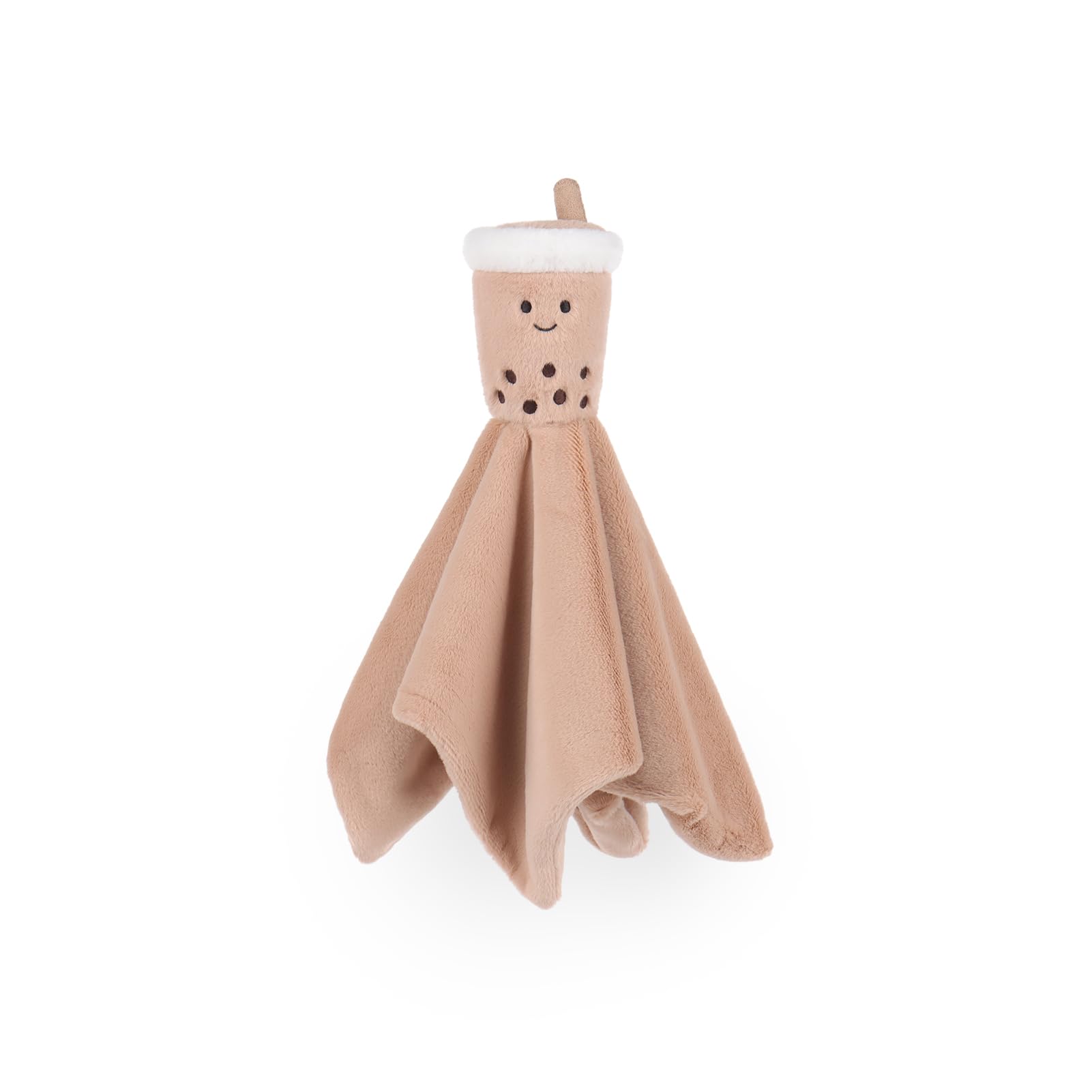 Apricot Lamb Velvet Boba Tea Cute Comforter Soft Loveys for Baby Boy and Girl, Security Blanket for Babies, Infant and Toddlers, Brown Food Drink