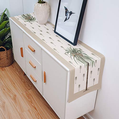 Artwork Store Tropical Coconut Cotton Linen Table Runner Dresser Scarves,Khaki Palm Tree Table Runners For Dinning Table,Farmhouse Kitchen Decor,Holiday Dinner Decoration-13X70 Inch #TOP3