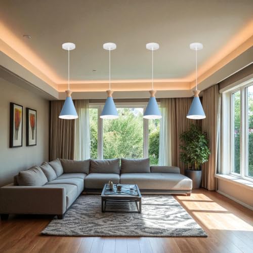 Image of Blue Hanging Light for Home, Aluminium Pendant Light Ceiling Lamp with Modern Hanging Lamp for Bulb Not Included, Pack of 1