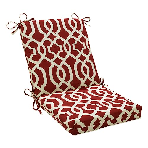 Pillow Perfect Trellis Indoor/Outdoor 1 Piece Solid Back Chair Cushion Set With Ties, 1 Count, 36.5