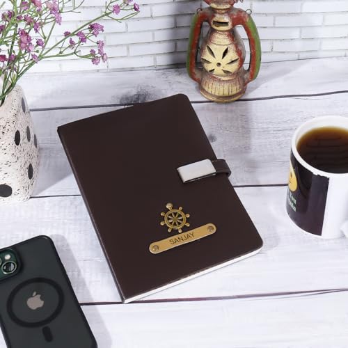 Image of ncgifts Personalized diary with name| customized diary | name notebook 200 ruled pages Customized Diwali Daily Journal Diaries Diary Gifts for Men Women Office Colleagues Employees (Brown)