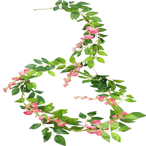 Lot de 2 fleurs simulées fausses glycines, fleur de glycine simulée, fleurs de glycine pour décoration de mariage, décoration de fête de jardin, fleurs simulées (Rose) Cover