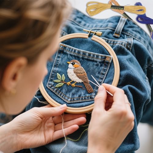 50 Farben Stickgarn Set, Vielfarbige Embroidery Floss für Stickerei, Knoten, Flechten, Handarbeiten und Häkeln, 8 m, 6 Fäden, Näharbeit und Häkelgarn