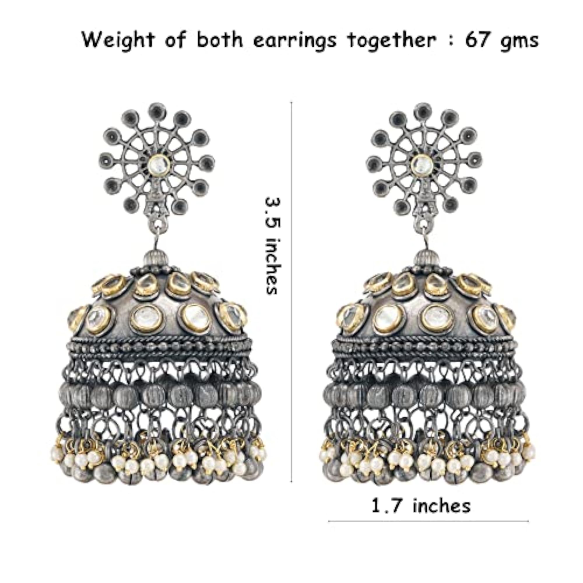 Women's Ethnic Style Black Oxidised Jhumka Earrings, Designer German Silver
