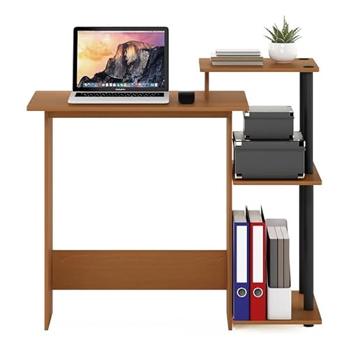 Furinno Efficient Home Laptop Notebook Computer Desk With Square Shelves, Light Cherry/Black #TOP5